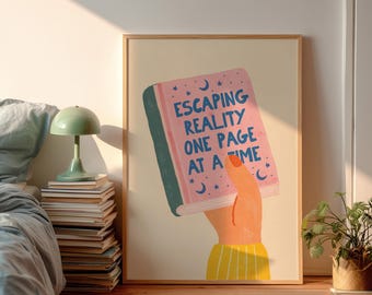 Cozy Book Lover Print Retro Bookish Poster Preppy Wall Art Girly College Dorm Decor Inspirational Affirmation Art Cool Teen Room Decor