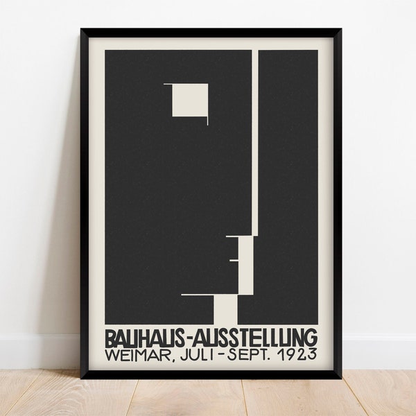 Bauhaus Exhibition Poster Weimar 1923, Ausstellung Bauhaus Print in Black and Beige, Minimalist Geometric Wall Art Digital Download