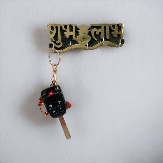 Buy shubh labh keychain holder key ring holder. Wallmount key