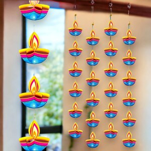 4ct Paper Diya Diwali Hanging Strings, Diwali Decoration, Diwali Decor, Diwali Decorations, Diwali Party, Deepawali Hanging, Diwali Garland