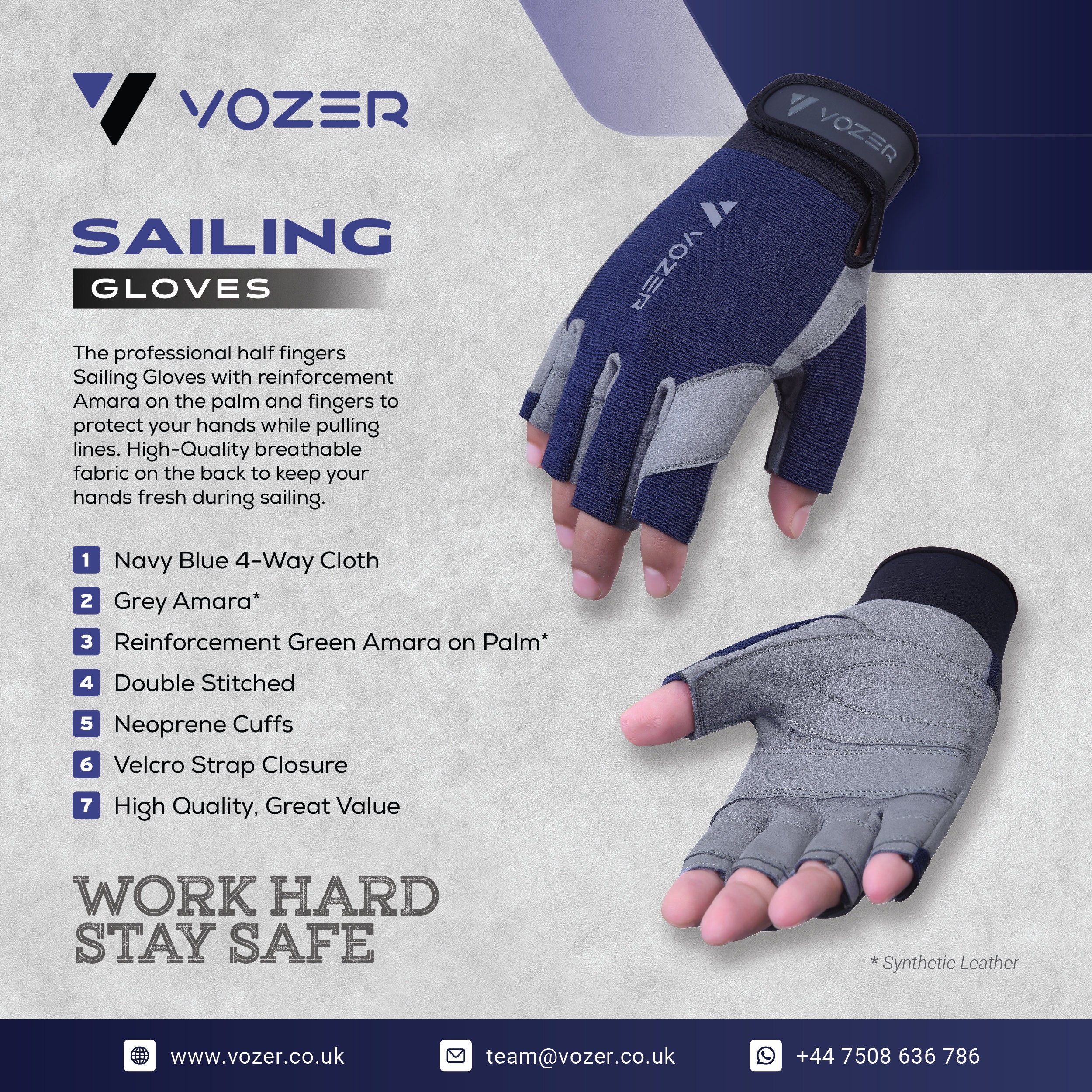 Amara Leather Sailing Gloves/yachting Gloves/boat Rope GLOVES/CUT FINGER 