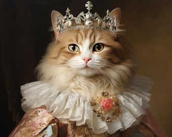 Royal Pet Portrait, Dog Portraits On Canvas, Christmas Gift Custom Oil Pet Painting, Digital Pet Portrait, Birthday Gift Cat Lover, Pet Loss