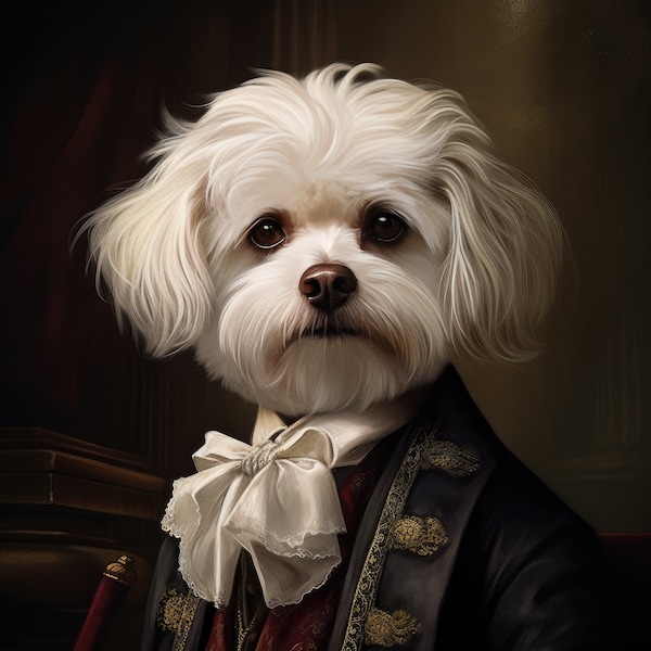 Personalized Dog in Suit, Renaissance Pet Portrait Canvas Painting, Two pet portrait, Dog Painting Royalty, Animal Duke Portrait