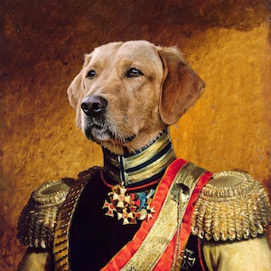 Royal Dog Portrait King, Custom Painting with Pet , Animal Painting Renaissance, Cat King Portrait