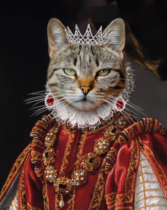 Custom Pet Portrait, Princess Pet Portrait, Cat Painting, Royal Dog Portrait, Custom Art for Dog Lover, Royal Pet Portrait