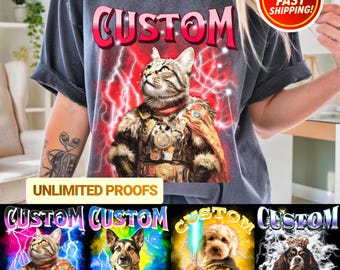 Custom Bootleg Rap Tee Photo T-Shirt - Personalized Pet Portrait Shirt