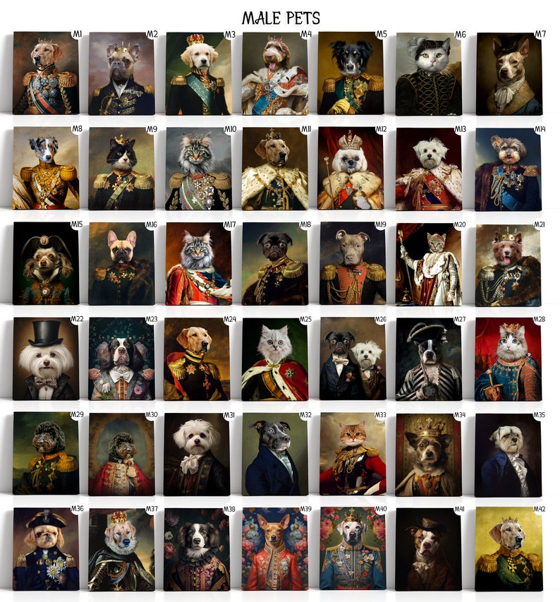 Custom Pet Portrait Painting Canvas, Renaissance Dog Portrait from Photo, Royal Pet King Portrait Painting Digital Art, Portrait Art Design image 3