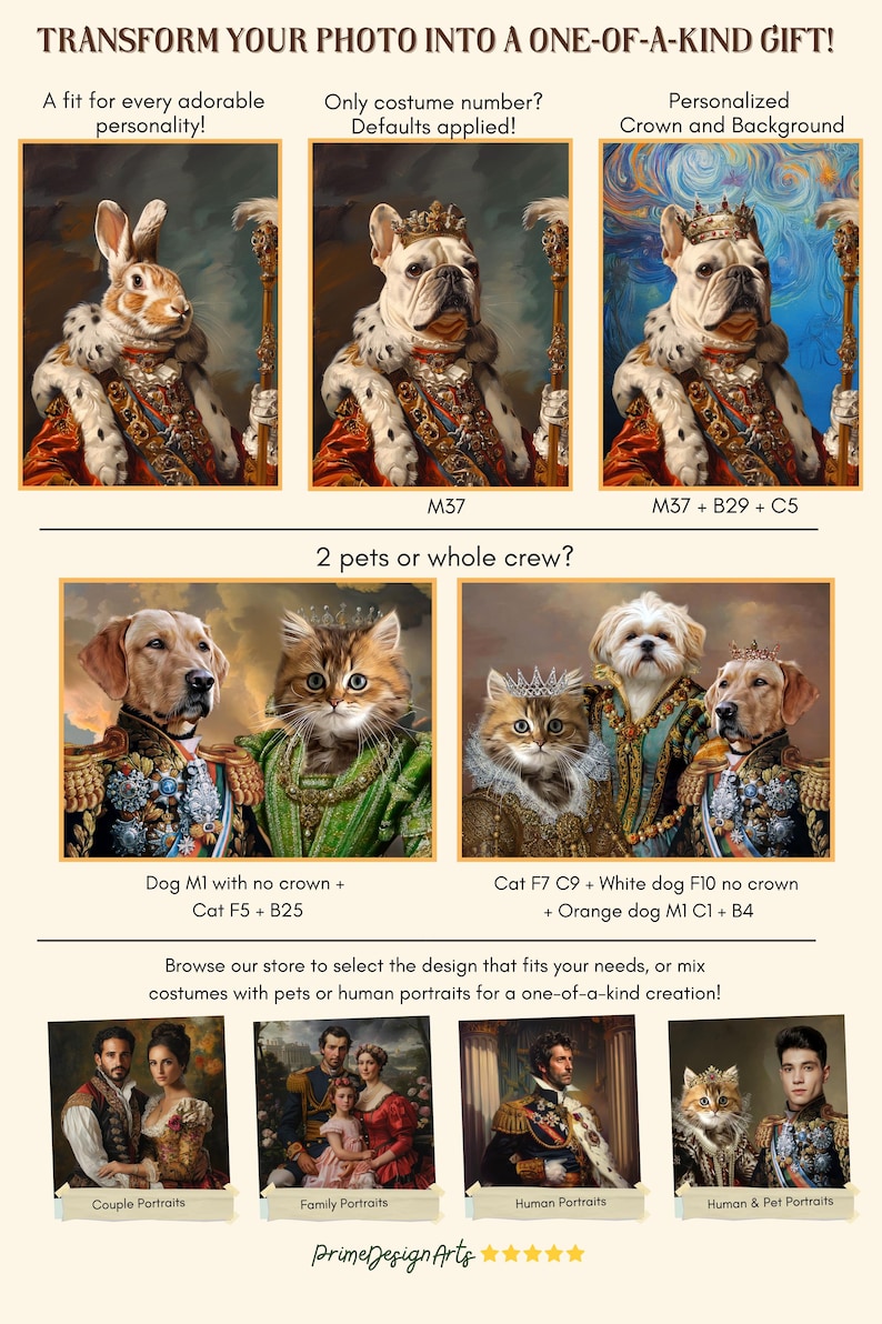 Pode incluir: Um servi&ccedil;o de ilustra&ccedil;&atilde;o digital para retratos de animais de estima&ccedil;&atilde;o. A imagem mostra uma variedade de exemplos de retratos de animais de estima&ccedil;&atilde;o em diferentes estilos, incluindo um coelho, um c&atilde;o e um gato. O texto na imagem diz "Transforme sua foto em um presente &uacute;nico!" e "Navegue pela nossa loja para selecionar o design que se adapta &agrave;s suas necessidades, ou misture fantasias com animais de estima&ccedil;&atilde;o ou retratos humanos para uma cria&ccedil;&atilde;o &uacute;nica!"