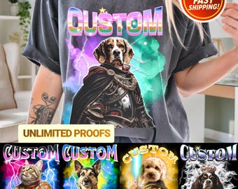 Comfort Colors Custom Pet Portrait Tshirt, Personalized Pet Shirt from photo, Dog Remembrance Gift