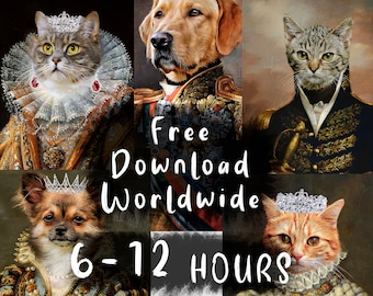 Digital Print Worldwide, Pet Portrait Digital File Only Worldwide, Dog Portrait, Cat Portrait, Canvas, Poster