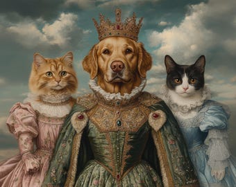 Retratos de vários animais de estimação a partir de fotos, Retrato digital de três cães, Retrato de grupo de cães, Presentes para amantes de cães que perderam seus animais de estimação, Presente para o Dia dos Pais