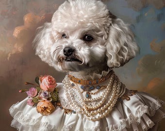 Pet Memorial Gift, Custom Pet Portrait Painting, Unique Renaissance Art for Dog Lovers and Pet Owner Gifts, Personalized Royal Pet Art