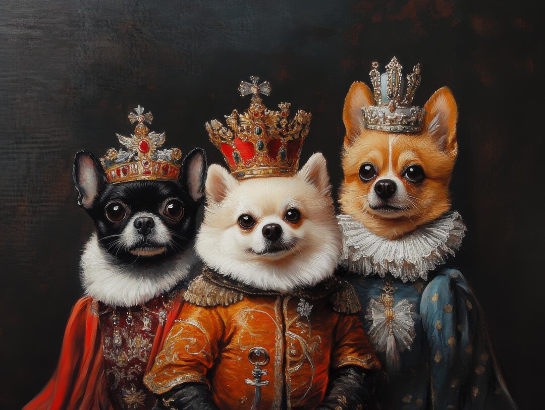 Custom Royal Pet Portrait Painting Canvas | Memorial Gift for Dog ...