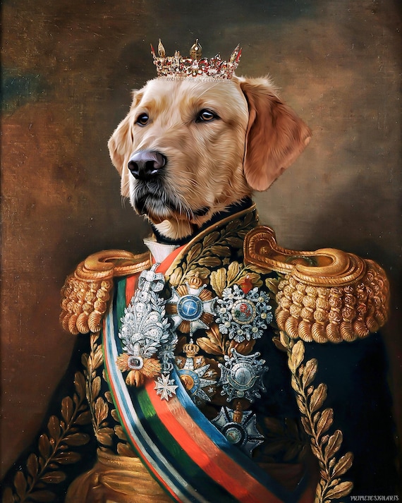 Custom Pet Portrait Painting Canvas, Renaissance Dog Portrait from Photo, Royal Pet King Portrait Painting Digital Art, Portrait Art Design
