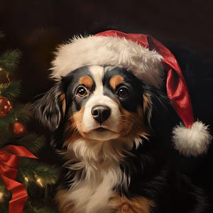 Christmas Pet Portrait Painting, Christmas Dog Painting, Christmas Dog Painting, Custom Christmas Art Lover, Animal Painting, Gift