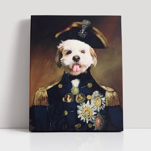 Custom Captain Pet Portrait Canvas, Digital File from Photo for Pets, Dog Portraits, Cat Portraits, Gift for Pet Lovers