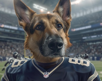 Custom Football Pet Portrait: Personalized Dog Lover Gift