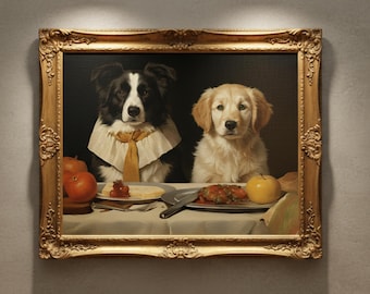 Custom Multiple Pet Portrait Personalized Thanksgiving Gift Family Dog Cat Lover Gift Canvas
