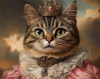 Custom Renaissance Pet Portrait Canvas: Royal Cat or Dog Art