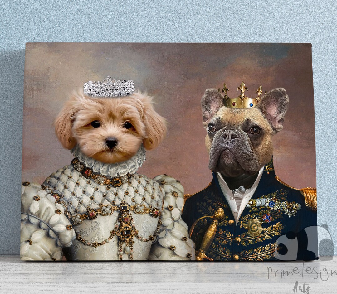 Custom 2 Pets Portrait Royal, Renaissance Dog Portrait From Photo ...