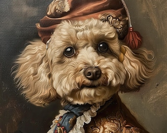Benutzerdefinierte Renaissance Haustier Portrait Vintage Hundekunst personalisierte Weihnachtsgeschenk Leinwand Dekor