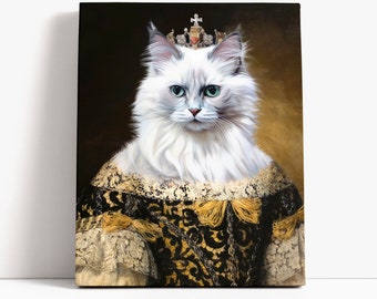 Custom Female Pet Portrait, Classic Pet Portrait Canvas, Custom Portrait Using Your Pet Photo, Crown Royal Portrait, Memorial Art