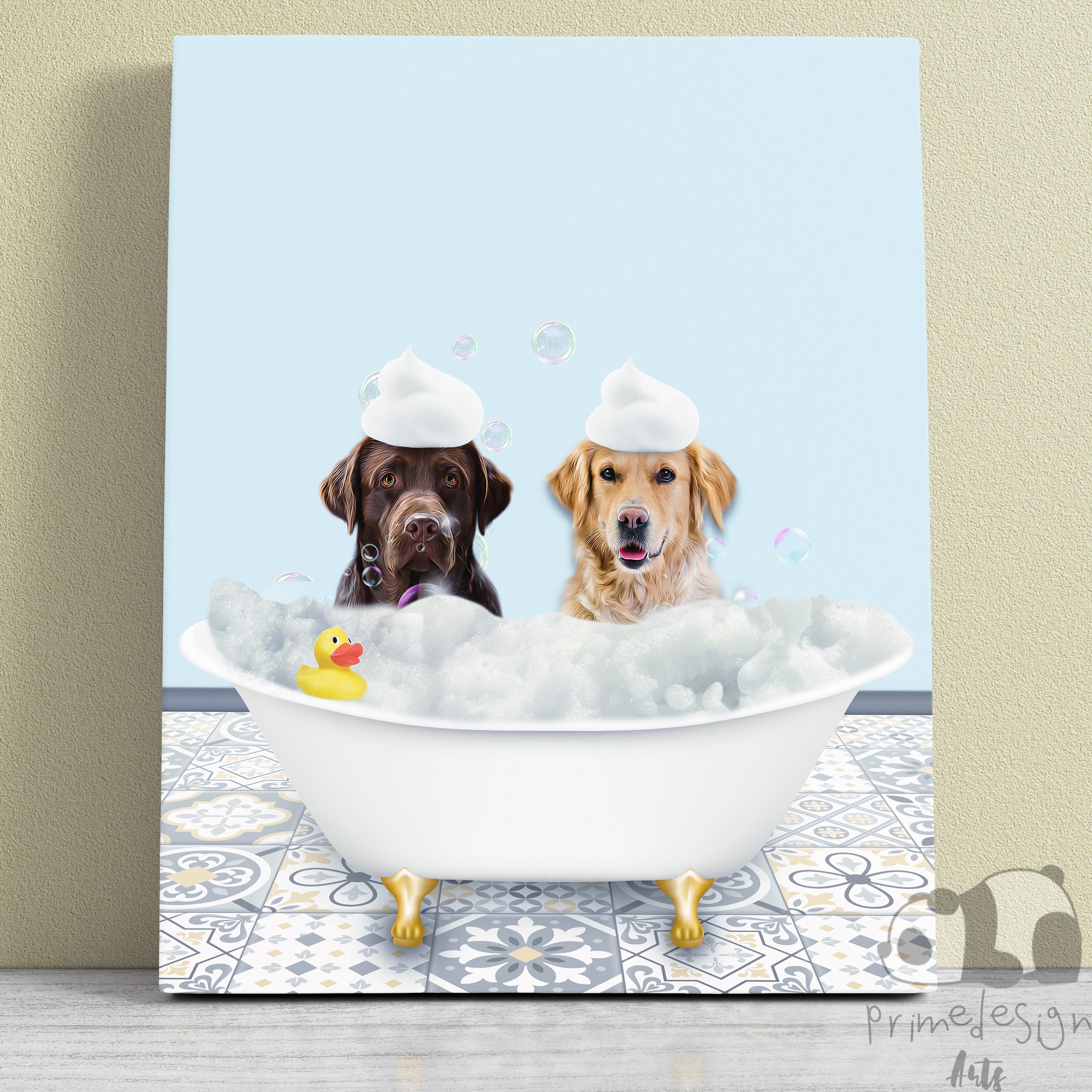 Dogs in Bathtub Art Etsy UK