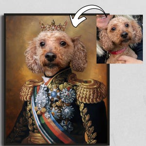 Perro personalizado con traje, pintura en lienzo con retrato de mascota renacentista, retrato de dos mascotas, pintura de perro de la realeza, pintura de animales personalizada