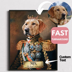 Retrato personalizado de mascota en lienzo, retrato renacentista de perro a partir de una foto, retrato de mascota real en arte digital, diseño de arte de retrato