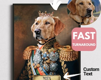 Retrato personalizado de mascota en lienzo, retrato renacentista de perro a partir de una foto, retrato de mascota real en arte digital, diseño de arte de retrato