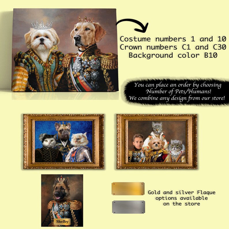 Custom Pet Portrait Painting Canvas, Renaissance Dog Portrait from Photo, Royal Pet King Portrait Painting Digital Art, Portrait Art Design image 7