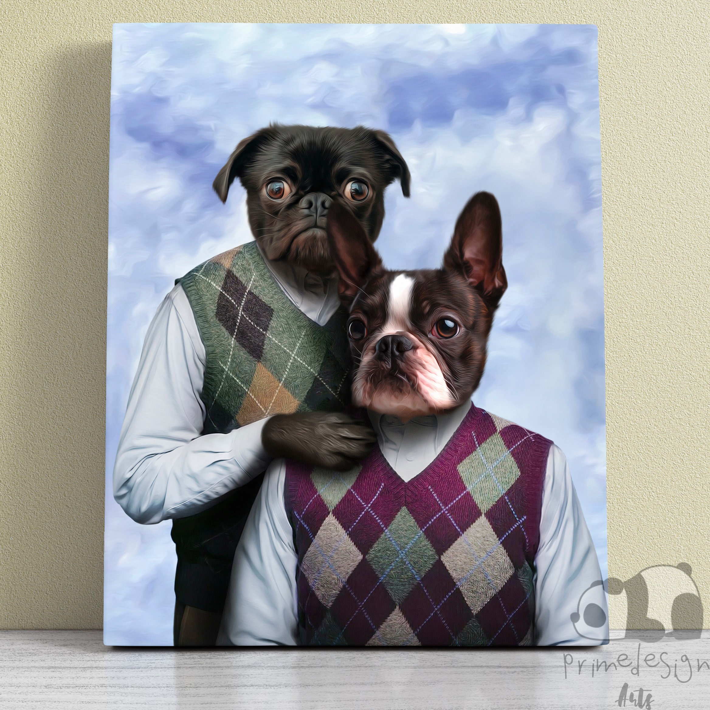 Custom Pet Portrait, Personalized Father's day Portrait For Couple, Personalized Pet Gift
