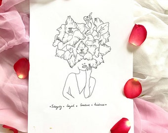 August birth month flower wall art print- Birthday gift, wall prints.