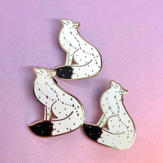 Starry Arctic Fox Enamel Pin