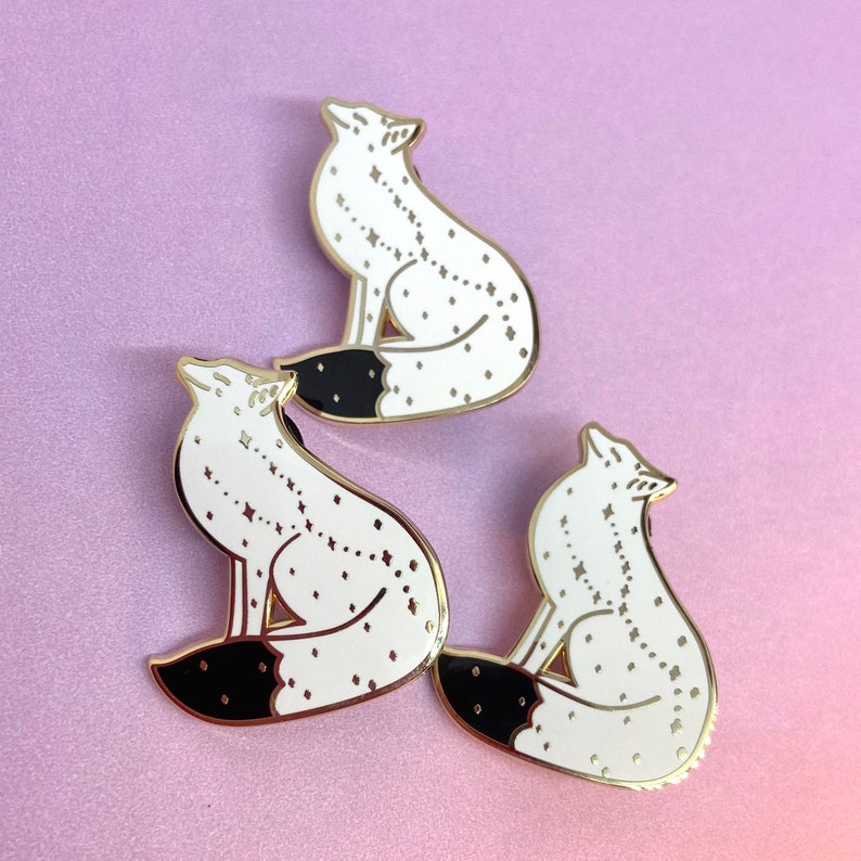 Starry Arctic Fox Enamel Pin