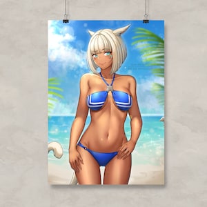 FFXIV Beach Miqo&#39;te Stampa artistica