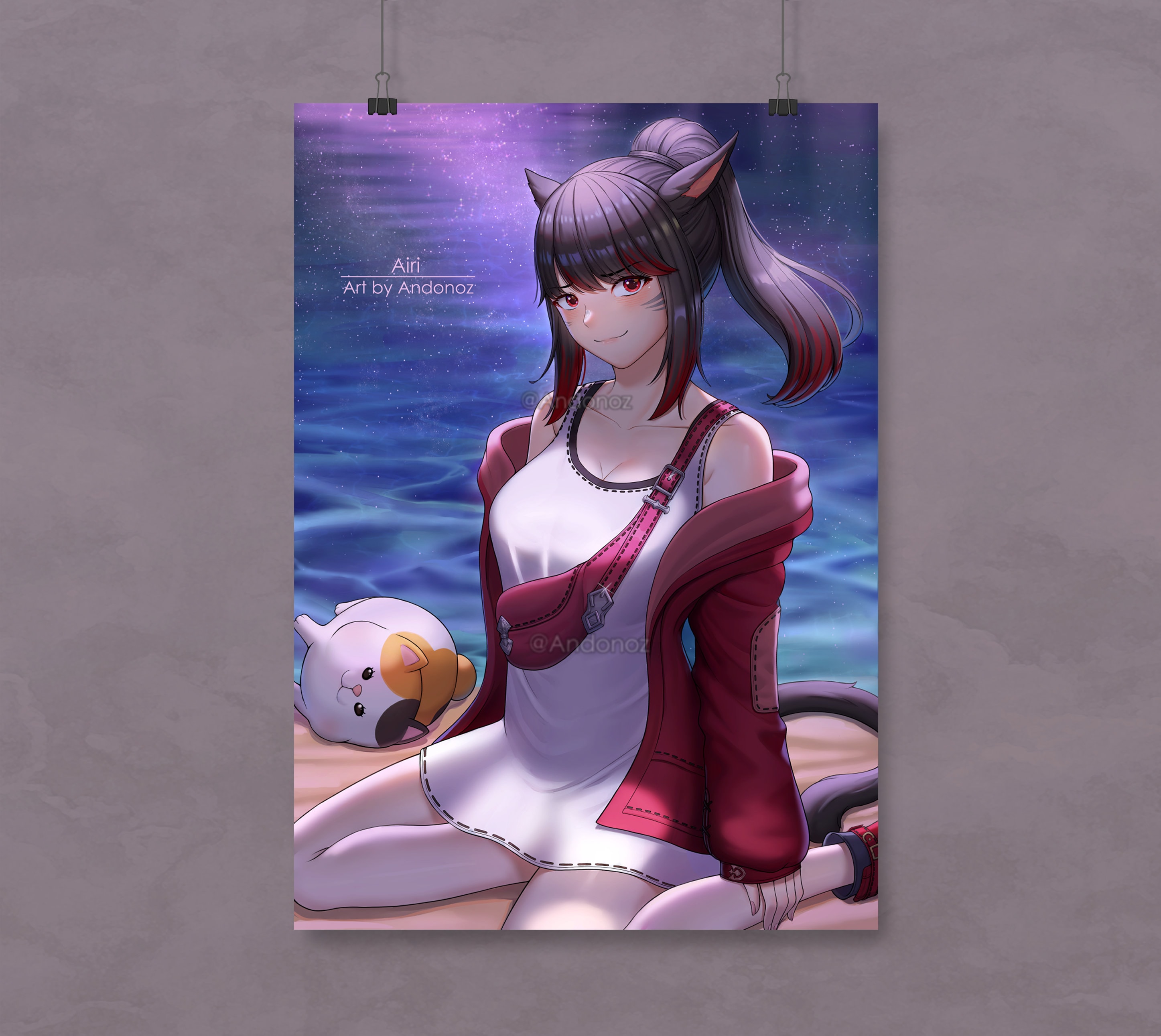 FFXIV, Miqo'te Beneath The Stars Art Print
