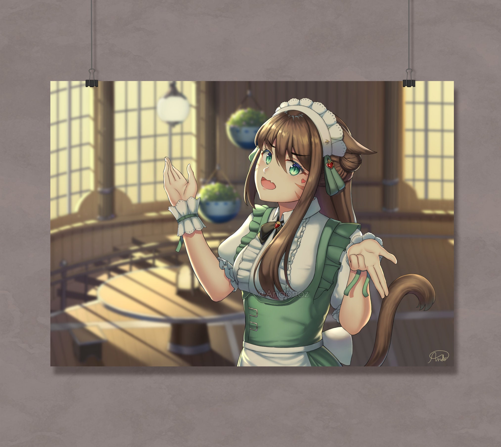 Ffxiv Miqo Te Maid Gridania Art Print Etsy