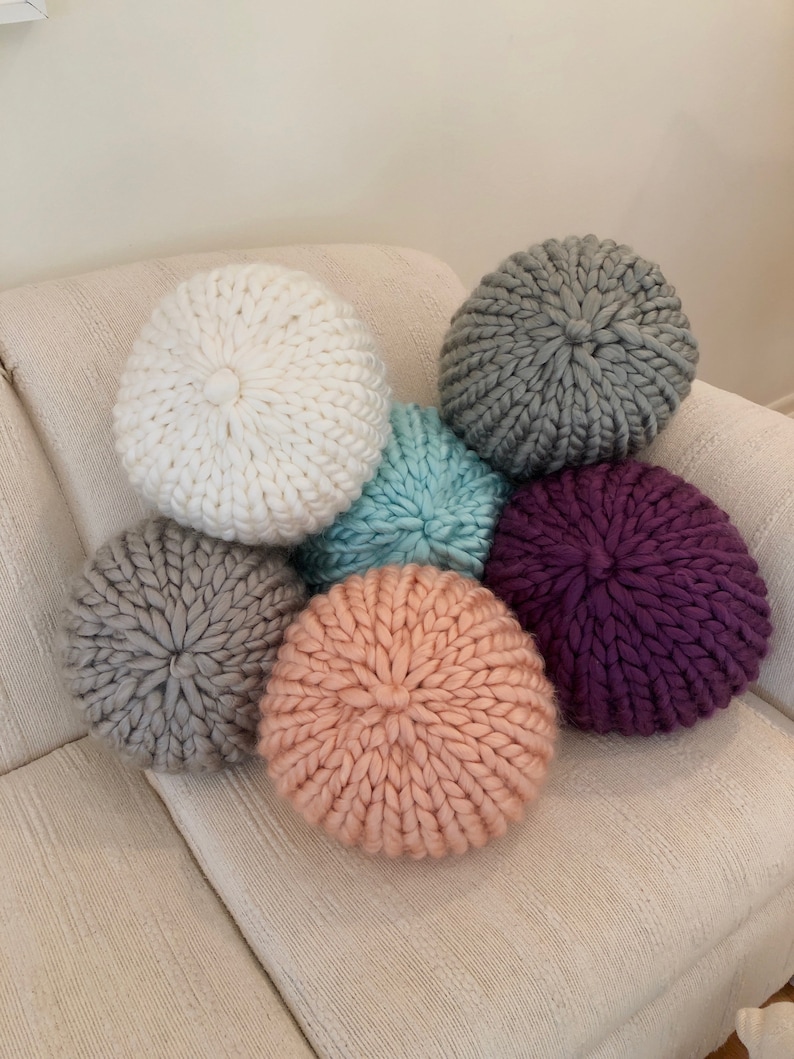 Super Soft Chunky Knit Pillow Round Pillow Chunky Knit Arm Knitting
