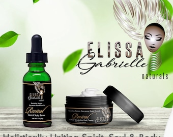 Elissa Gabrielle Naturals Revival Combo -Hair & Scalp Serum/Follicle Stimulating Cream (Hair Loss, Edge Cream, Hair Growth, DHT Blocker)
