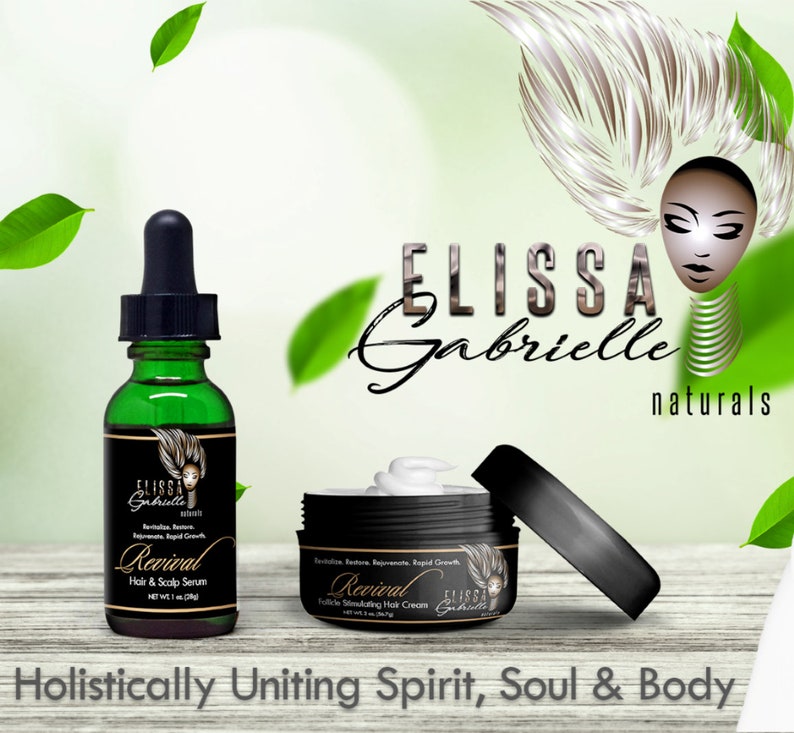 Elissa Gabrielle Naturals Revival Combo Hair & Scalp Serum/Follicle Stimulating Cream Hair Loss, Edge Cream, Hair Growth, DHT Blocker image 1