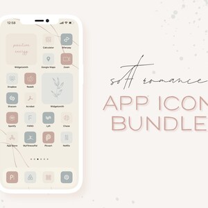 Iconos de aplicaciones Soft Romance / iOS 16 Icon Covers / Pastel iPhone App Icons / Boho Aesthetic Icon Pack / Minimalist / Widget Covers