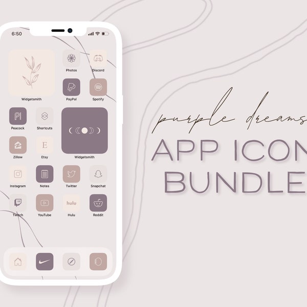 Purple Dreams App Icons | iOS 16 Icon Covers | iPhone Boho Aesthetic | Minimalist Icon Pack | Widget Covers | Backgrounds & Wallpapers