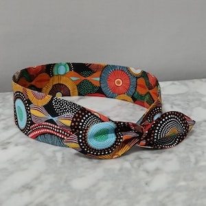 Fascia rigida per capelli, fascia in filo metallico con motivo mandala multicolore
