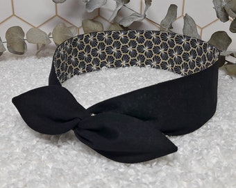 Diadema rígida, diadema reversible con giro, color negro Riad