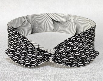 Bandeau cheveux rigide, Headband fil de fer réversible black & white
