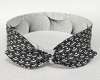 Bandeau cheveux rigide, Headband fil de fer réversible black & white