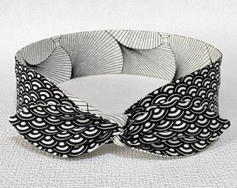 Bandeau cheveux rigide, Headband fil de fer réversible black & white