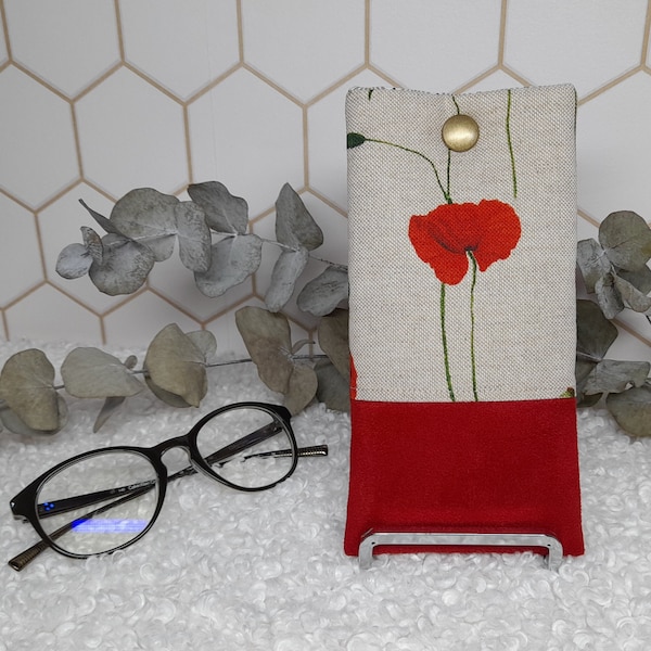 Etui à lunettes  Coquelicot et Suédine rouge