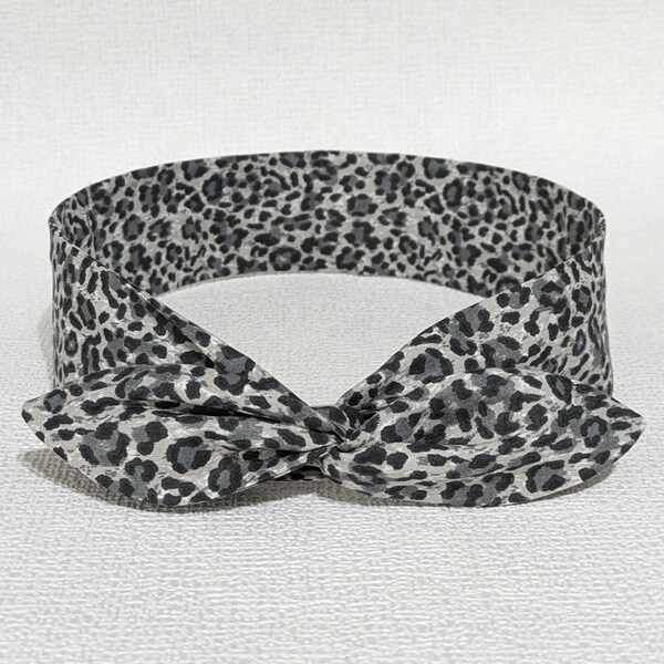 Rigid hair band, Gray Leopard wire headband